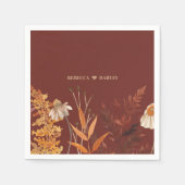 Boho Wildblume Terracotta Herbstliche Hochzeit im Serviette (Vorderseite)