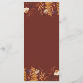 Boho Wildblume Terracotta Herbstmenü Hochzeit Menükarte (Rückseite)