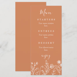 Boho Wildblume Terracotta Hochzeit Menükarte