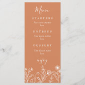 Boho Wildblume Terracotta Hochzeit Menükarte (Vorderseite)