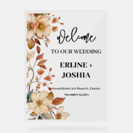 Boho Wildblume Terracotta Wedding Acrylschild