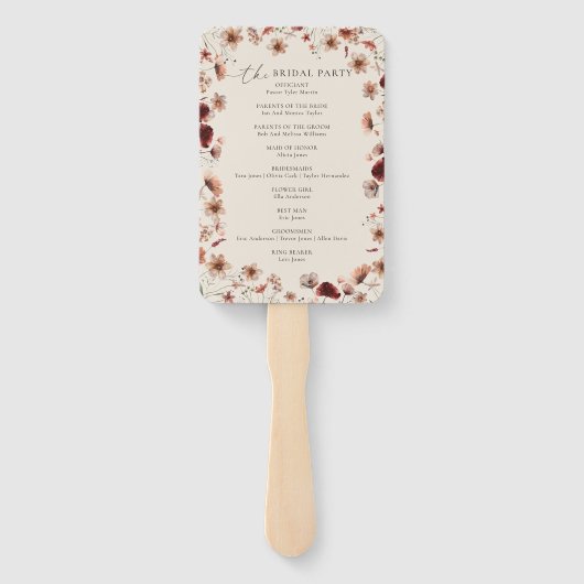 Boho Wildblume Terracotta Wedding Program Fächer (Rückseite)