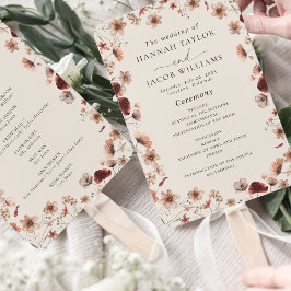 Boho Wildblume Terracotta Wedding Program Fächer
