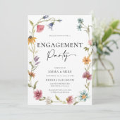 Boho Wildblume Verlobung Einladung (Stehend Vorderseite)