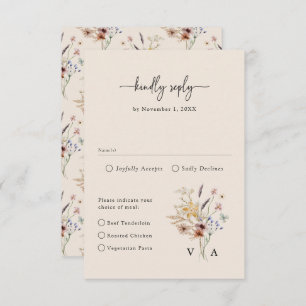 Boho Wildblume Vintag RSVP Karte