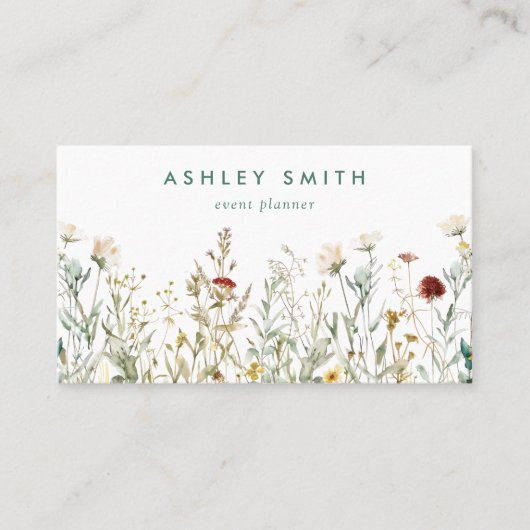 Boho Wildblume Visitenkarte (Vorderseite)