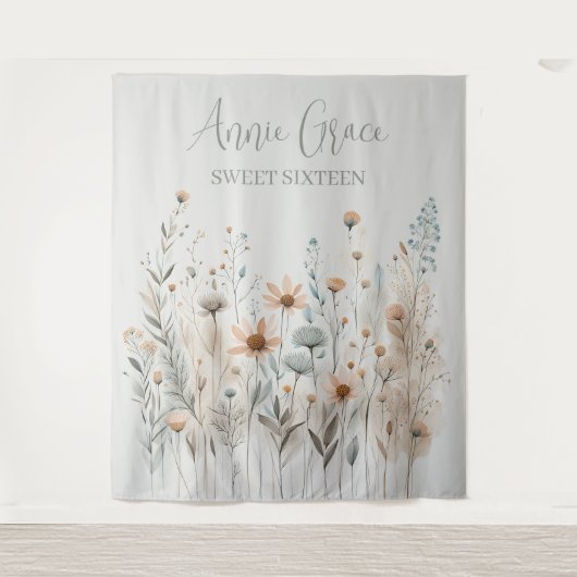 Boho Wildblume Wandteppich (Vorderseite)