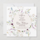 Boho Wildblume Watercolor Babydusche Einladung (Vorderseite)