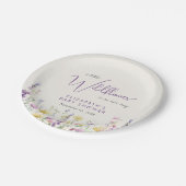 Boho Wildblume Watercolor Babydusche Pappteller (Schrägansicht)