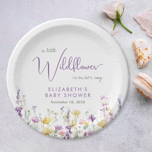 Boho Wildblume Watercolor Babydusche Pappteller