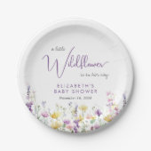 Boho Wildblume Watercolor Babydusche Pappteller (Vorderseite)