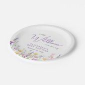 Boho Wildblume Watercolor Babydusche Pappteller (Schrägansicht)