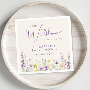 Boho Wildblume Watercolor Babydusche Serviette