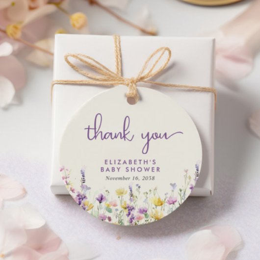 Boho Wildblume Watercolor Babydusche Vielen Dank Geschenkanhänger