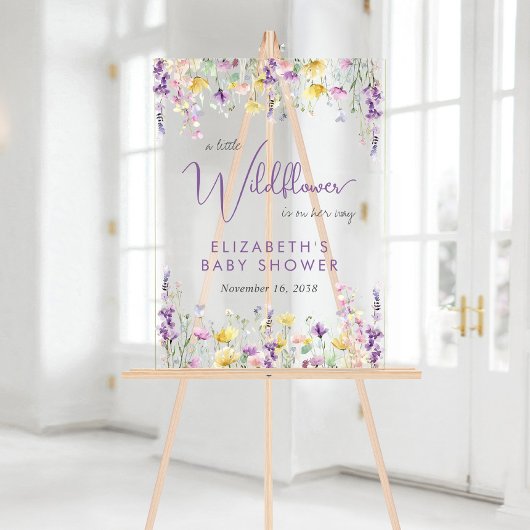 Boho Wildblume Watercolor Babydusche Willkommen Acrylschild