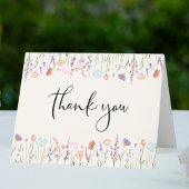 Boho Wildblume Watercolor Cream Baby Dusche Dankeskarte