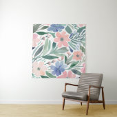 Boho Wildblume Watercolor Floral Pastell Wall Wandteppich (Beispiel (Horizontal))