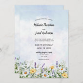 Boho Wildblume Watercolor Personalize Wedding Einladung (Vorne/Hinten)