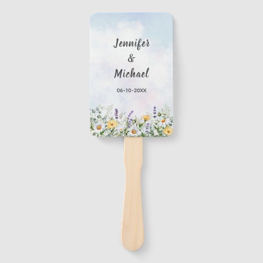 Boho Wildblume Watercolor Personalize Wedding Fächer (Vorderseite)