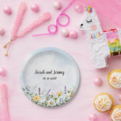 Boho Wildblume Watercolor Personalize Wedding Pappteller (Party)