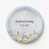 Boho Wildblume Watercolor Personalize Wedding Pappteller (Vorderseite)