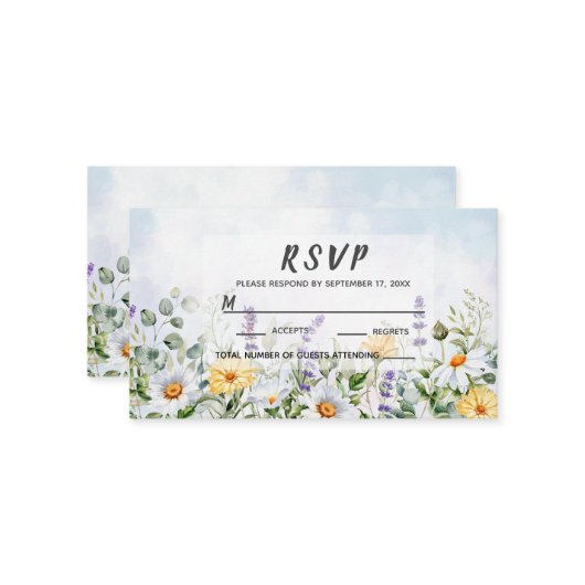 Boho Wildblume Watercolor Personalize Wedding Platzkarte (Vorderseite/Rückseite Beispiel)