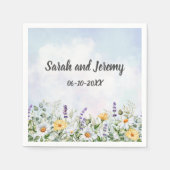 Boho Wildblume Watercolor Personalize Wedding Serviette (Vorderseite)