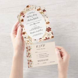 Boho Wildblume Wedding All In One Einladung