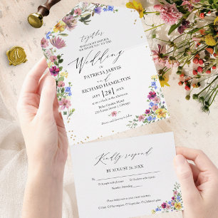 Boho Wildblume Wedding All In One Einladung