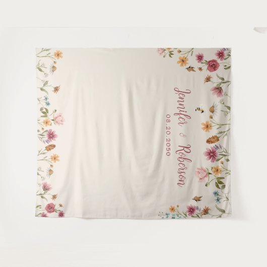 Boho Wildblume Wedding Backdrops Wandteppich (Vorderseite (Horizontal))