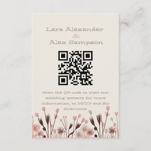 Boho Wildblume Wedding Begleitkarte (Vorderseite)