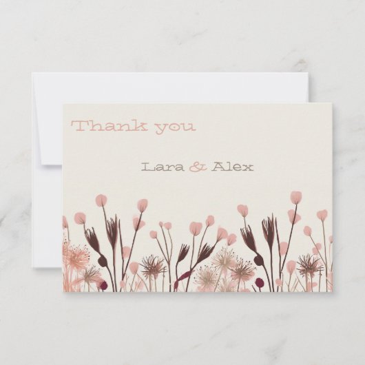 Boho Wildblume Wedding Dankeskarte (Vorderseite)