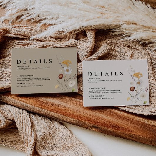 Boho Wildblume Wedding Details Card Begleitkarte