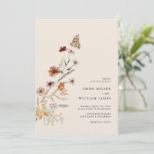 Boho Wildblume Wedding Einladung (Stehend Vorderseite)