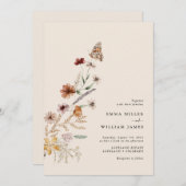 Boho Wildblume Wedding Einladung (Vorne/Hinten)