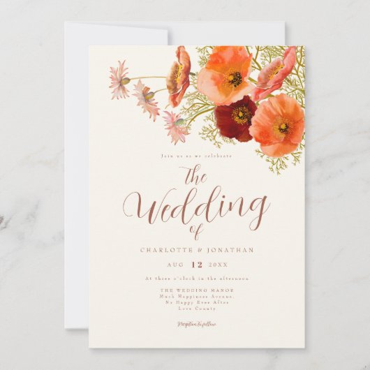 Boho Wildblume Wedding Einladung (Vorderseite)