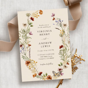 Boho Wildblume Wedding Einladung