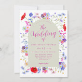 Boho Wildblume Wedding Einladung (Vorderseite)