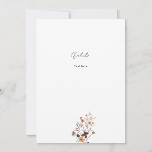 Boho Wildblume Wedding Einladung (Rückseite)