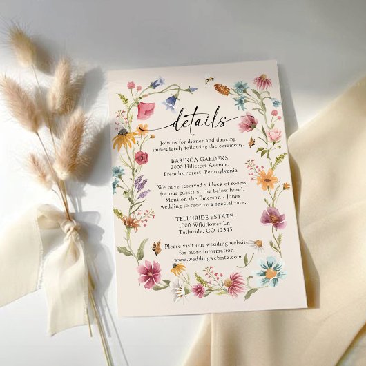 Boho Wildblume Wedding Enclosure Card Begleitkarte