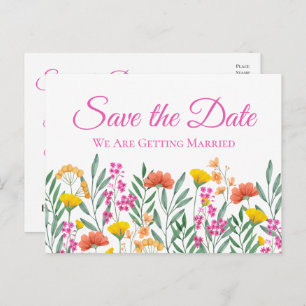 Boho Wildblume Wedding Floral Save the Date Postkarte