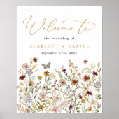 Boho Wildblume Wedding Garden Blume Willkommen Poster (Vorne)