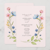 Boho Wildblume Wedding Invite mit QR Code Einladung (Vorne/Hinten)