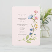 Boho Wildblume Wedding Invite mit QR Code Einladung (Stehend Vorderseite)