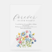 Boho Wildblume Wedding Memorial Acrylschild (Vorderseite)