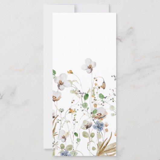 Boho Wildblume Wedding Menu (Rückseite)