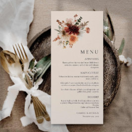 Boho Wildblume Wedding Menu Card Menükarte