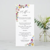 Boho Wildblume Wedding Menu Cards Menükarte (Stehend Vorderseite)