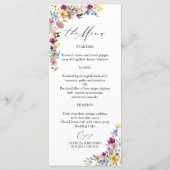 Boho Wildblume Wedding Menu Cards Menükarte (Vorderseite)