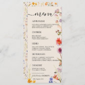 Boho Wildblume Wedding Menu Karte (Vorne/Hinten)